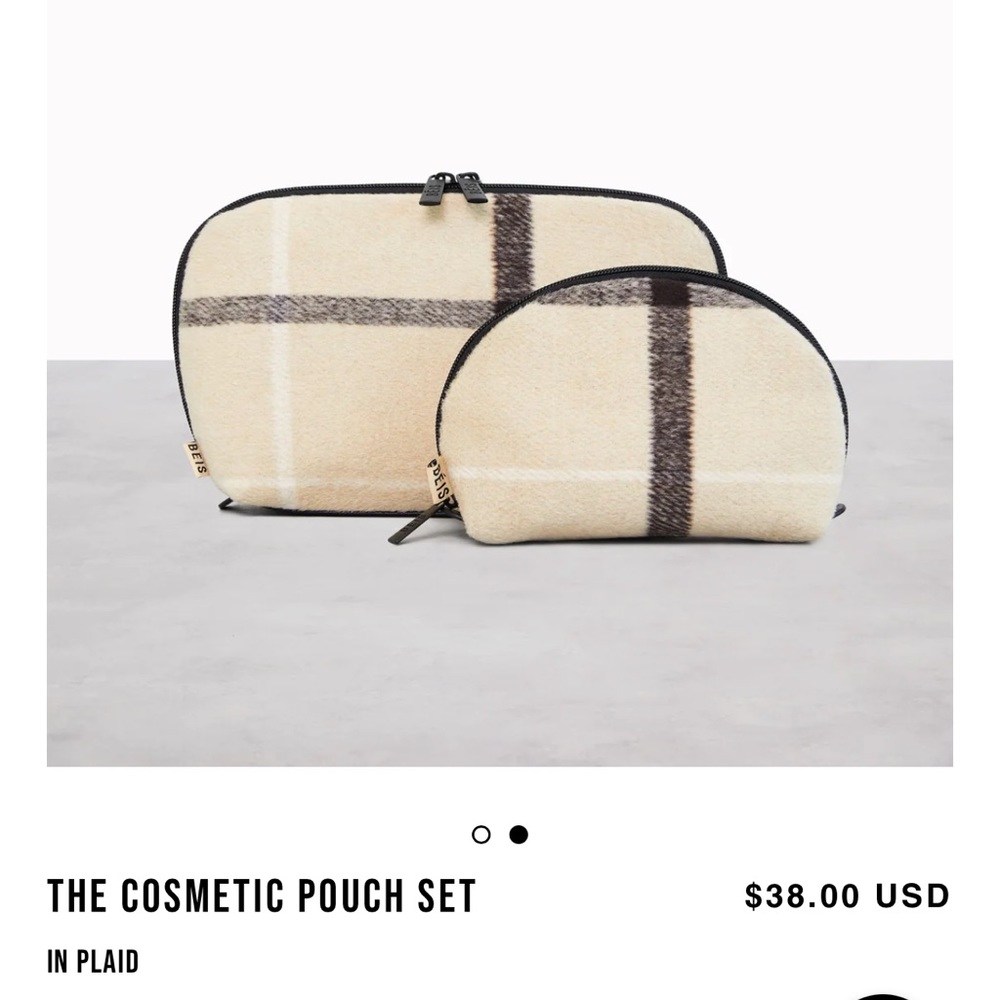 Beis cosmetic pouch in plaid
